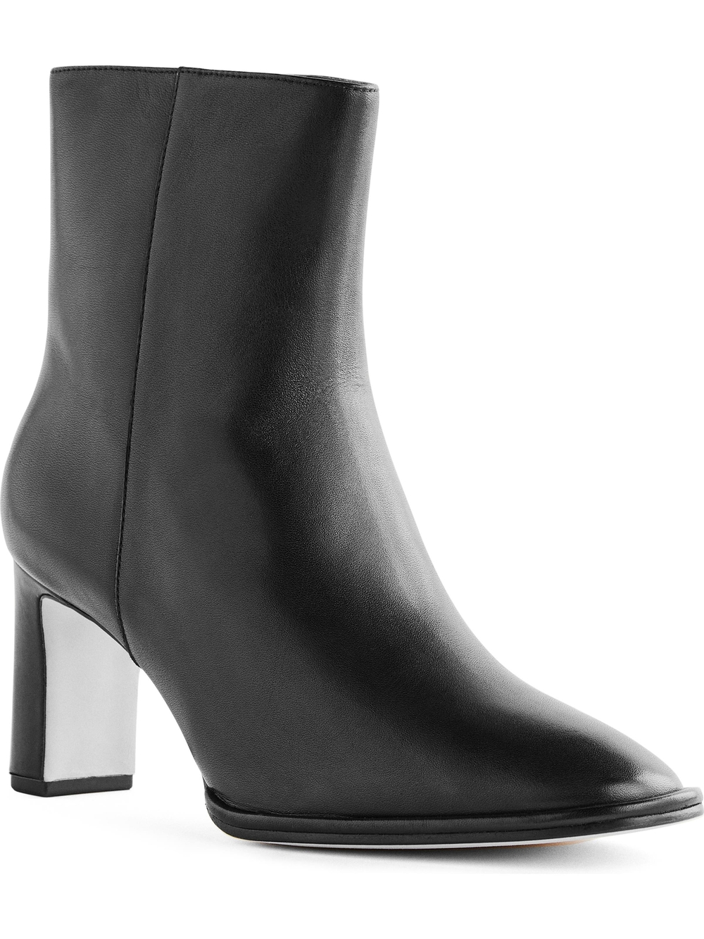 Gillian Bootie Classic Black Leather Flared Block-Heel